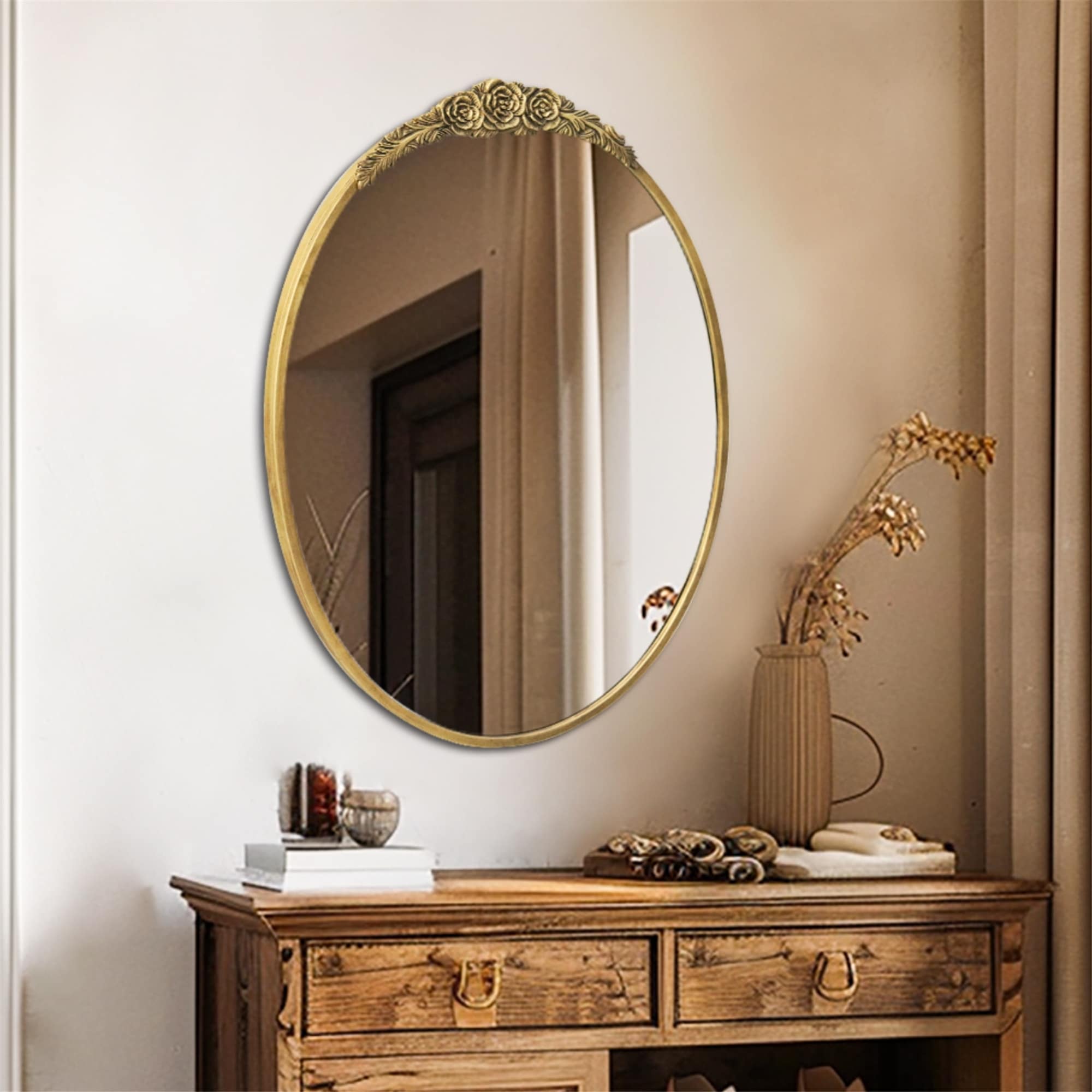 Vintage-Oval-Mirror-Gold-Frame