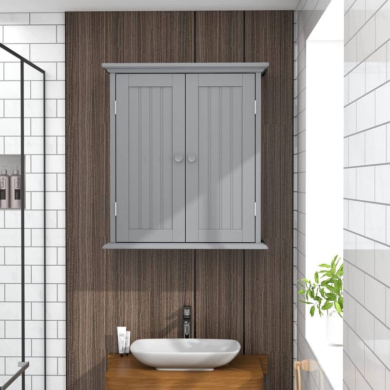 Bathroom Wall Cabinet, Over The Toilet Space Saver Storage Cabinet - 8.8"D x 21.1"W x 24"H