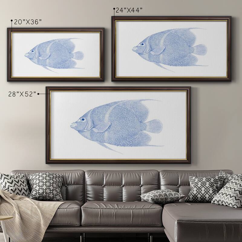 Blue & White Tropical Fish V Premium Framed Canvas- Ready to Hang