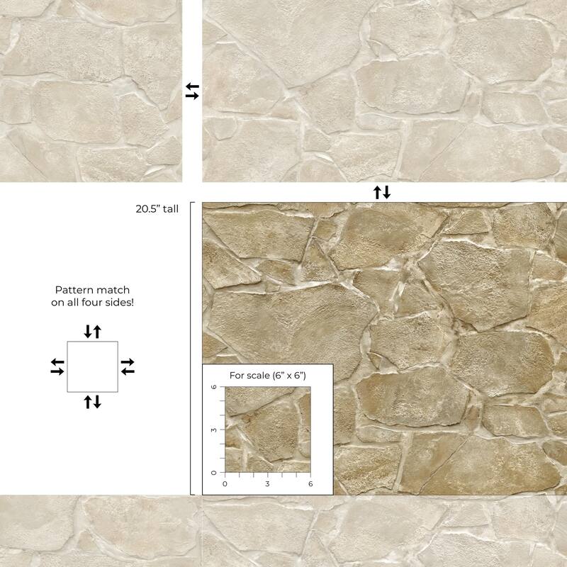 Harry & Grace Faux Fieldstone Peel and Stick Natural Wall Backdrop Panel
