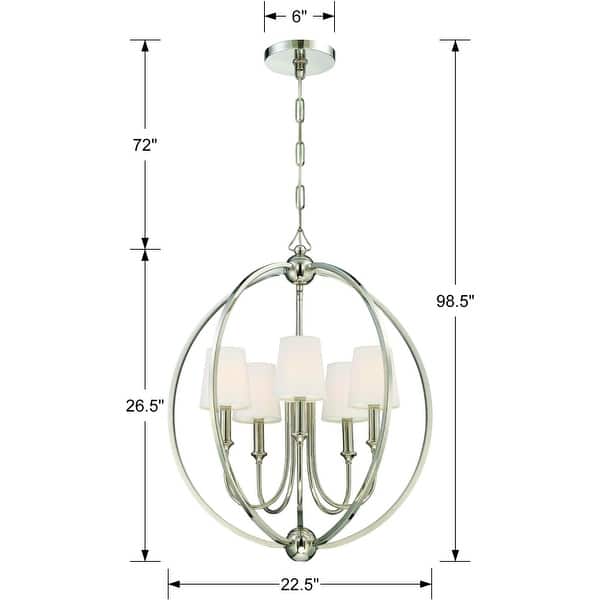 dimension image slide 1 of 2, Crystorama Lighting Group Sylvan 5 Light 22-1/2" Wide Chandelier with