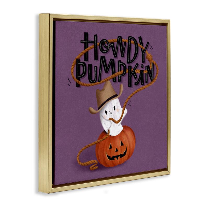 Stupell Howdy Pumpkin Western Ghost Framed Floater Canvas Wall Art Design By Sarah Hickman