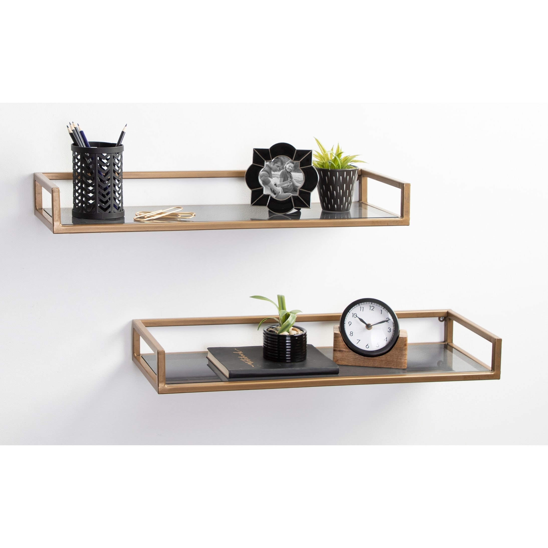 Kate and Laurel Blex Metal and Glass Wall Shelf On Sale Bed Bath   Beyond 31707710