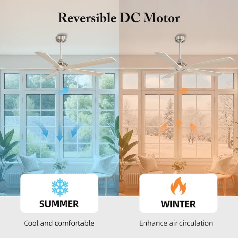 MLiAN 60 in 5-Soild Wood Blades Indoor Standard Ceiling Fan with Remote Down-Rod Mount