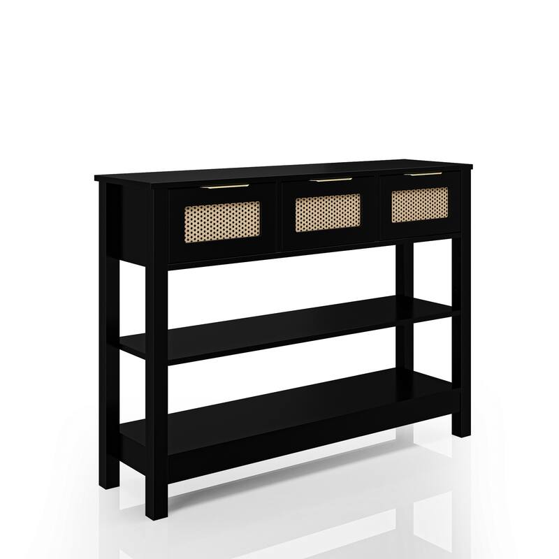 43.3" Sofa/Console Table - with 3 Top Drawers and 2 Open Shelves, Farmhouse Style
