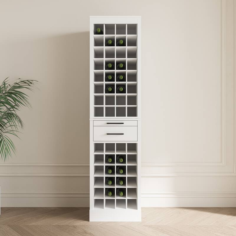 Roomfitters Modular 32-Bottle Wine Cabinet, Modern Buffet and Bar Storage Organizer for Dining or Living Room