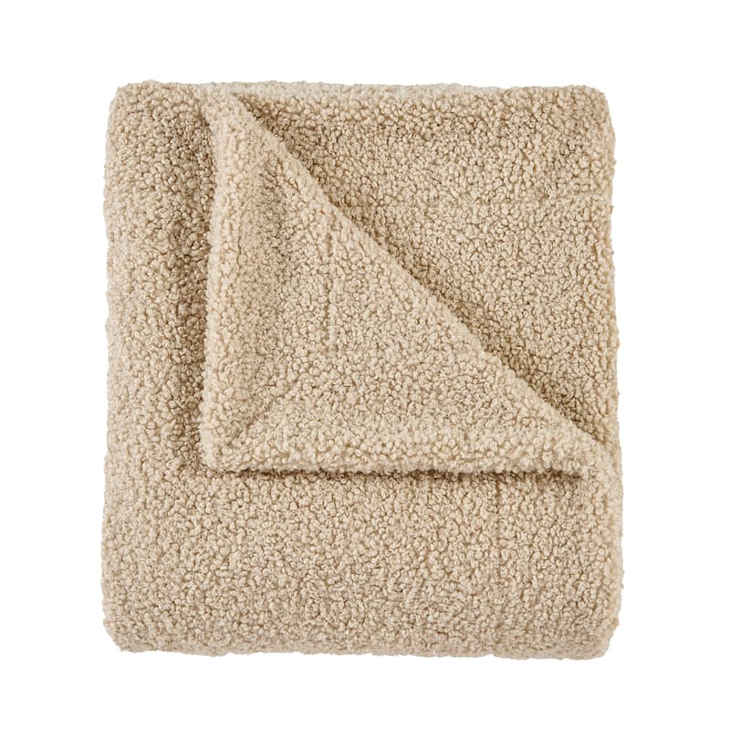 HiEnd Accents Teddy Textured Boucle Plush Throw Blanket