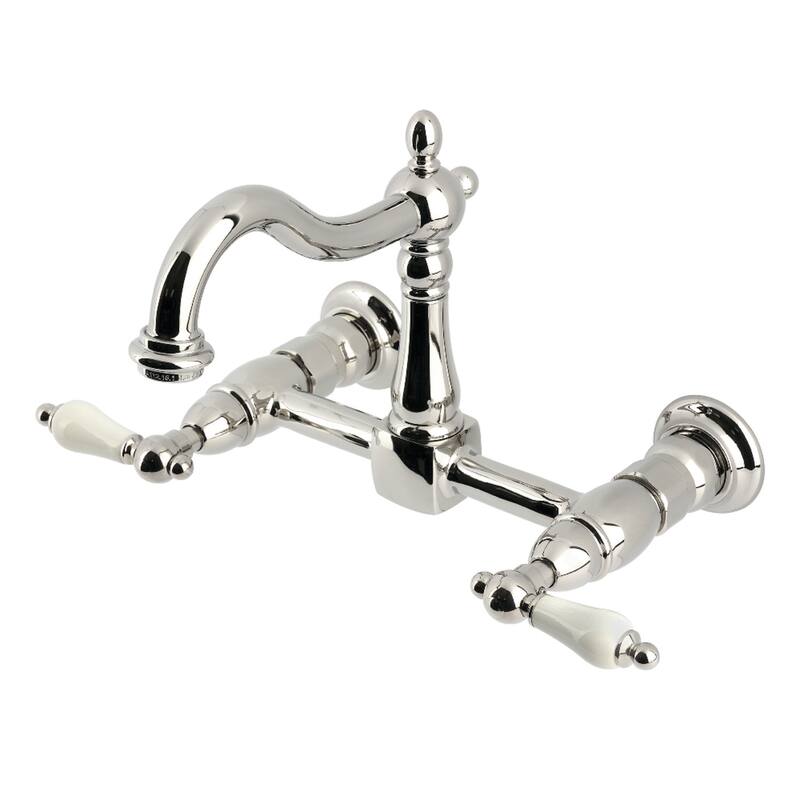 Heritage Two-Handle Wall Mount Bridge Kitchen Faucet - Polished Nickel