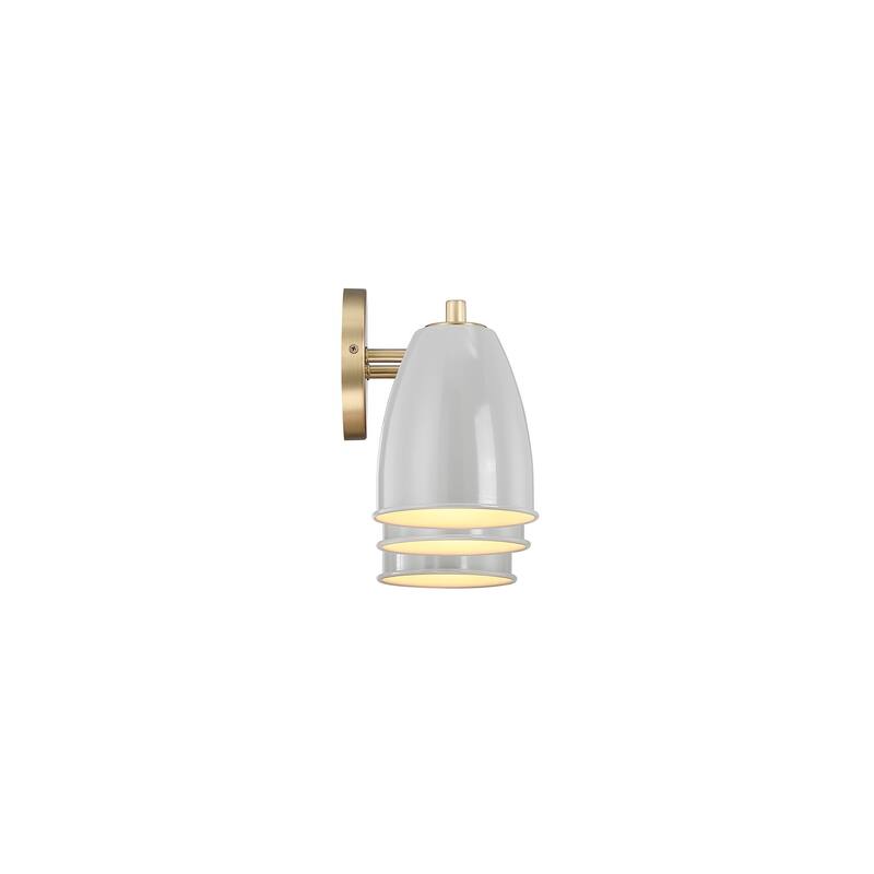 Biba 24 in. 3-Light Brushed Gold Modern Vanity Light with Grey Sky Metal Shades
