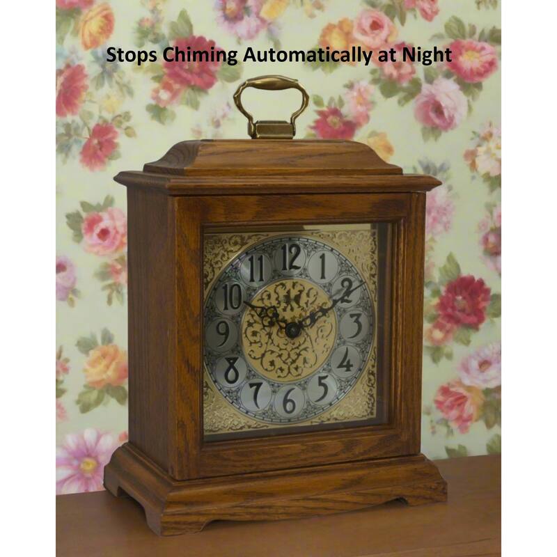 Chiming Wood Mantle Clock - 13" - Dark Oak