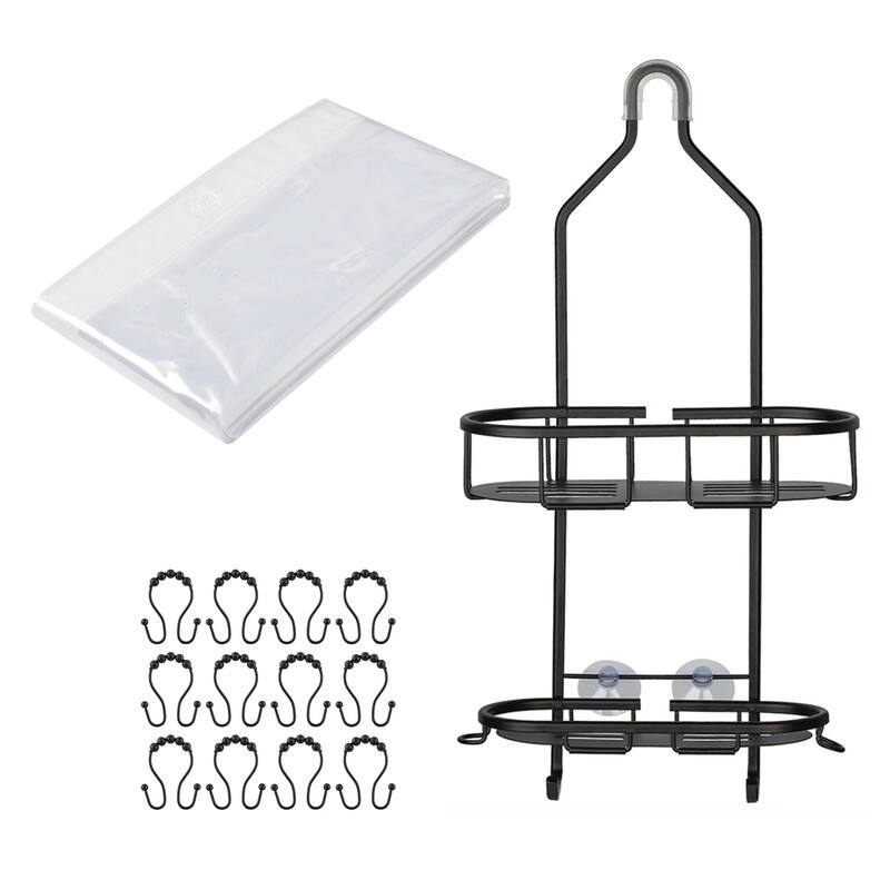 Utopia Alley Rustproof Aluminum Hanging Shower Caddy Organizer with Shelves, Black - 11*5*20.5"