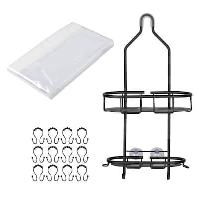 Utopia Alley Rustproof Aluminum Hanging Shower Caddy Organizer with Shelves, Black - 11*5*20.5"