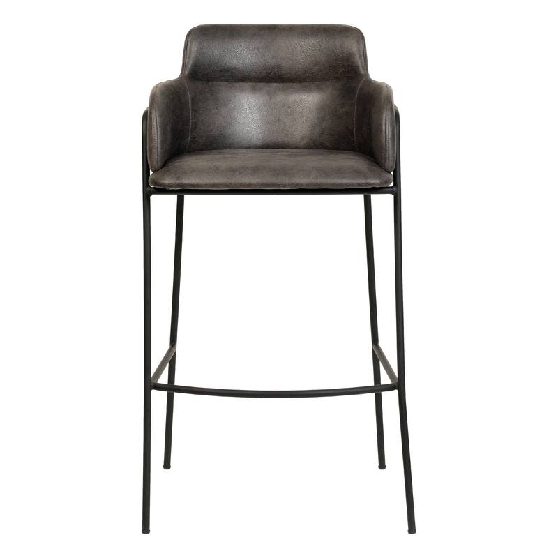 Axis 40" Upholstered Bar Stool - Counter Height Bar Stool with Black Stainless-Steel Frame and Footrest for Home Bar Set of 2