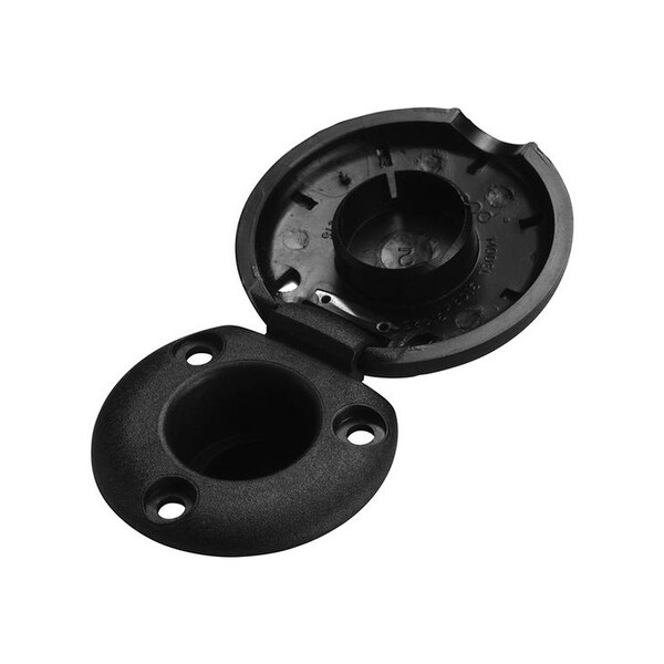 Attwood Round 2-Pin Base f/Straight Pole w/Stainless Steel Cover - Black