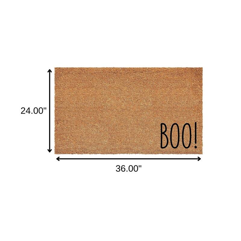 HomeRoots 24" X 36" Natural And Brown Boo Halloween Outdoor Coir Door Mat - 24.00' X '36.00