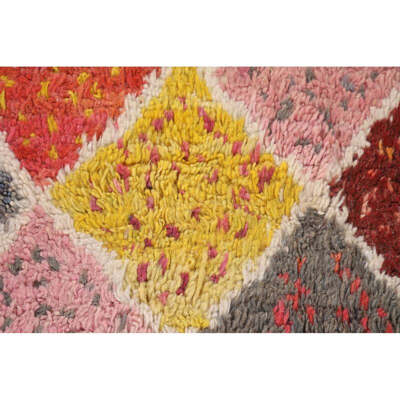 Colorful Trellis Moroccan Pakistan Area Rug Handmade Wool Carpet - 5'0" x 8'8"