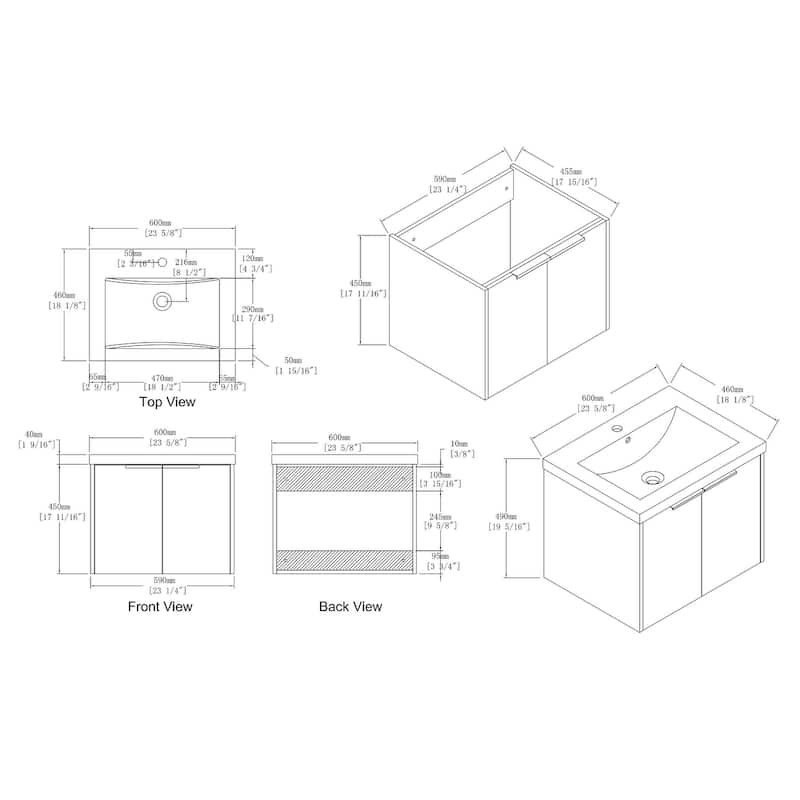 Beingnext 24"/30"/36" Bathroom Vanity with Sink, Floating Bathroom Vanity with 2 Soft Close Doors