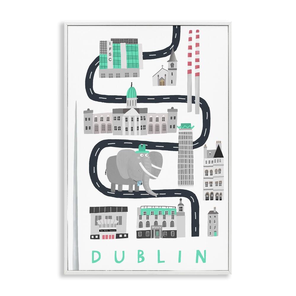 Stupell Dublin Whimsical Travel City Framed Giclee Art Design By Carla Daly