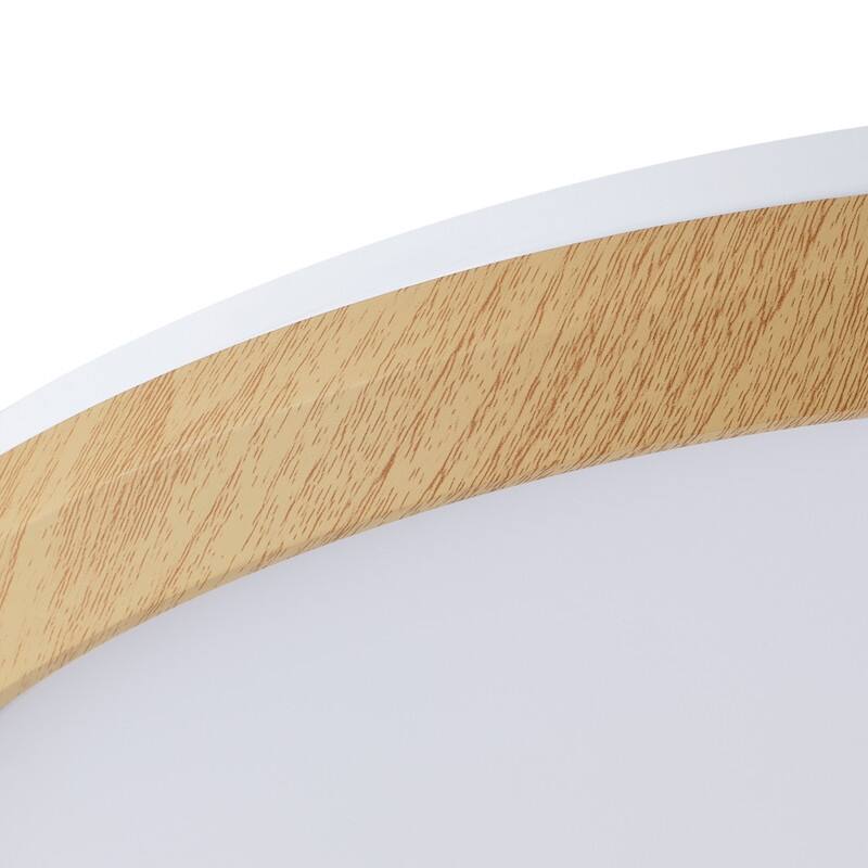 Modern Wood Grain Flush Mount Ceiling Light Milky White LED Fixture for Living Room Bedroom