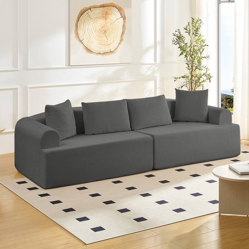 104" Curved Modular Sectional Sofa in Chenille Fabric Modern Minimalist Design Compressed No Assembly Required - Dark Grey - 104.33‘’*35.04‘’*30.32‘’