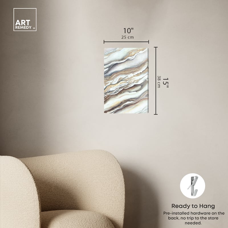 Art Remedy Neutral Lines I Gallery Wrapped Boho Abstract 1 Piece Canvas Wall Art