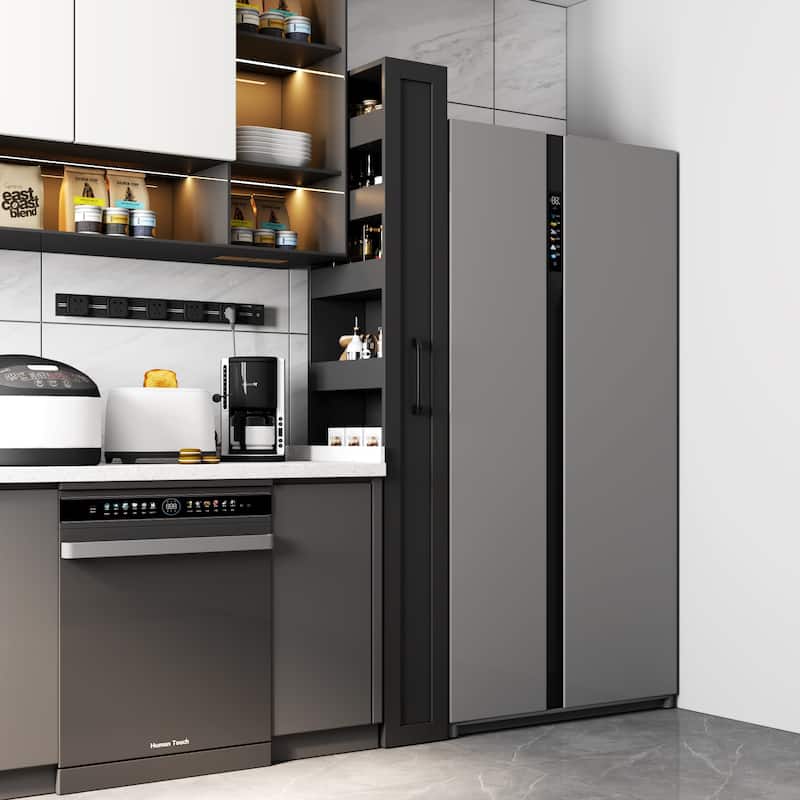 7-Tier Rolling Storage Shelf, Modern Pull-Out Organizer with Single-Sided Access for Kitchen, Living Room, Pantry