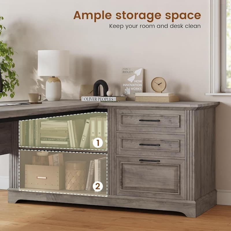 Executive L Shaped Desk Office Desk Drawers Storage Drawers Cabinet