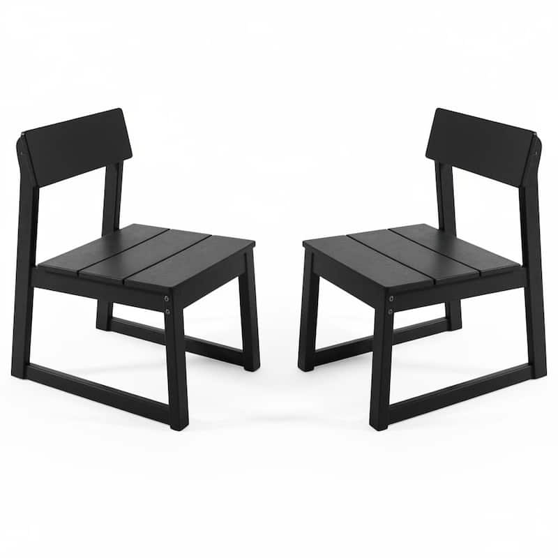 2-Pack HDPE Indoor/Outdoor Dining Chairs, All-Weather Garden & Patio Side Chairs with Modern Backrest - Black