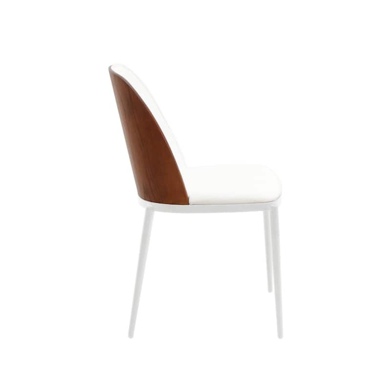 LeisureMod Tule Dining Chair with Upholstered Seat and White Steel Frame