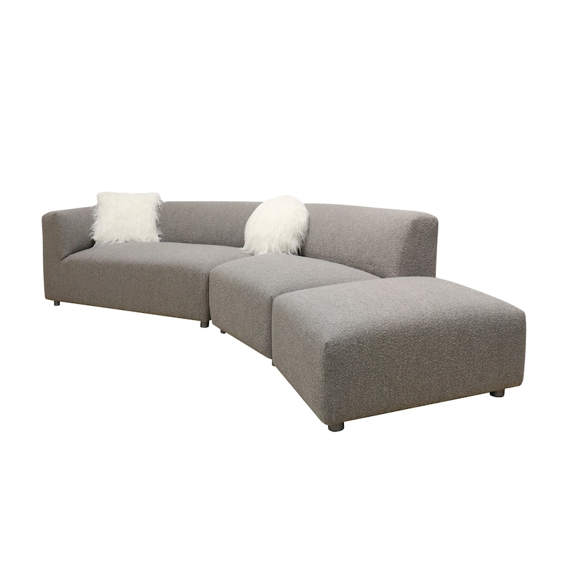 Pasargad Home Portfino Modern Sectional Sofa with 2 Pillows