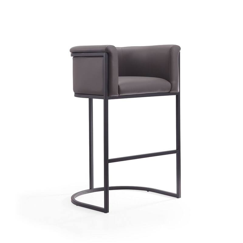 Manhattan Comfort Cosmopolitan 37.8 in. Black Metal Barstool (Set of 2)