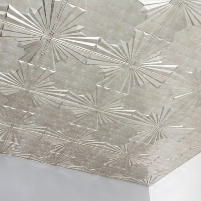 FASÄDE Art Deco Decorative Vinyl 2ft x 4ft Glue Up Ceiling Panel in Vintage Metal (5 Pack)