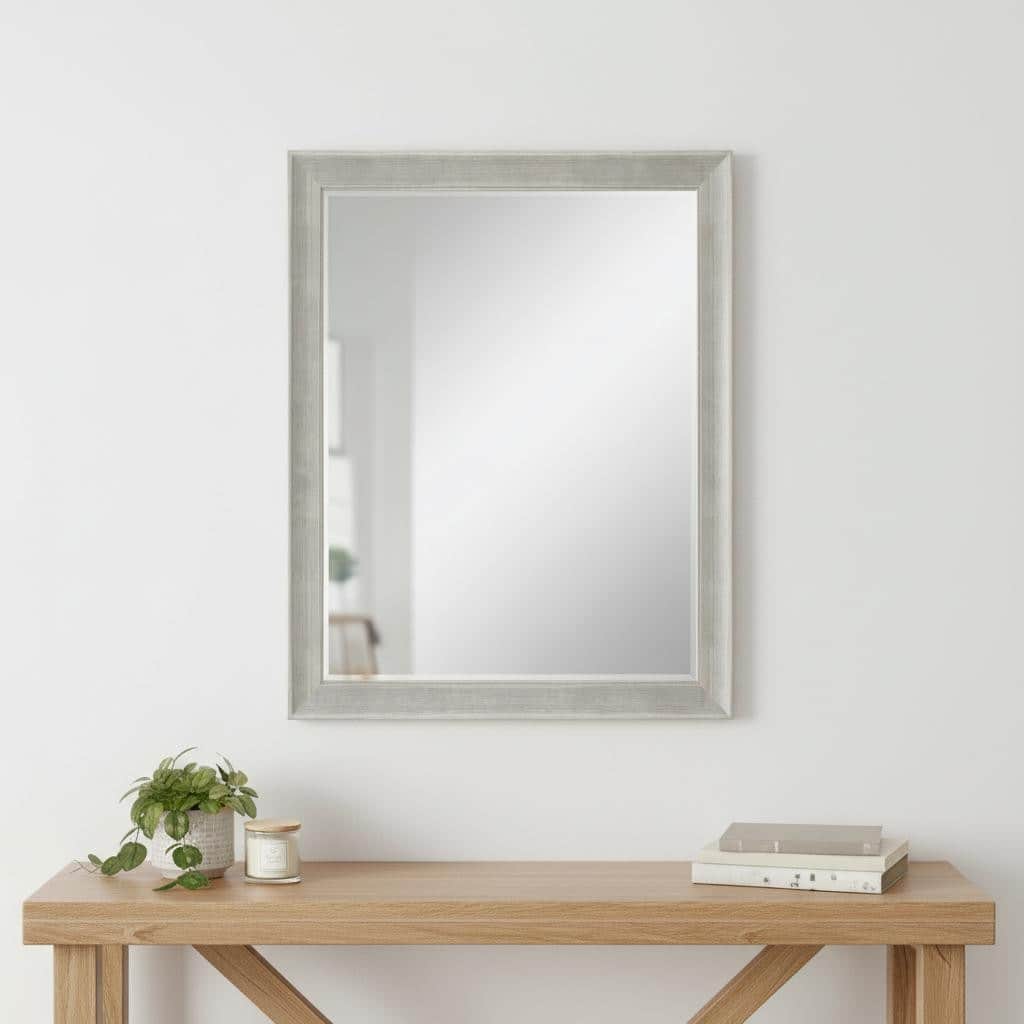 HomeRoots 53" Silver Solid Wood Framed Accent Mirror - 41.00 in. x 53.00 in. x 2.00 in.