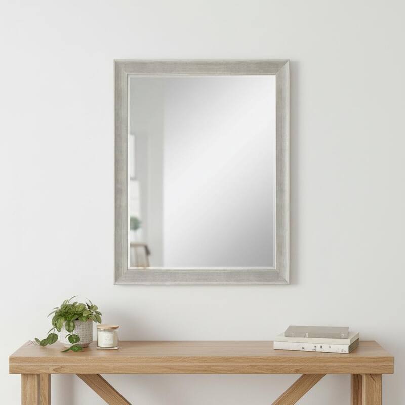 HomeRoots 53" Silver Solid Wood Framed Accent Mirror - 41.00 in. x 53.00 in. x 2.00 in. - 41.00 in. x 53.00 in. x 2.00 in.