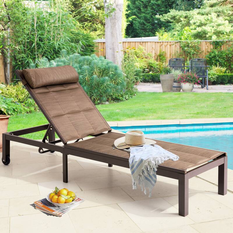 Set of 2/4 Outdoor Aluminum Chaise Lounge Chairs with Adjustable Backrest