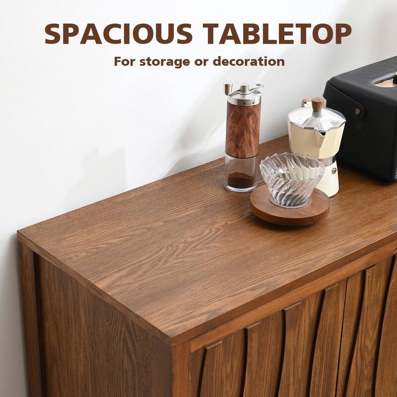 Mid-Century Modern Sideboard with Wave Doors - 39 in.