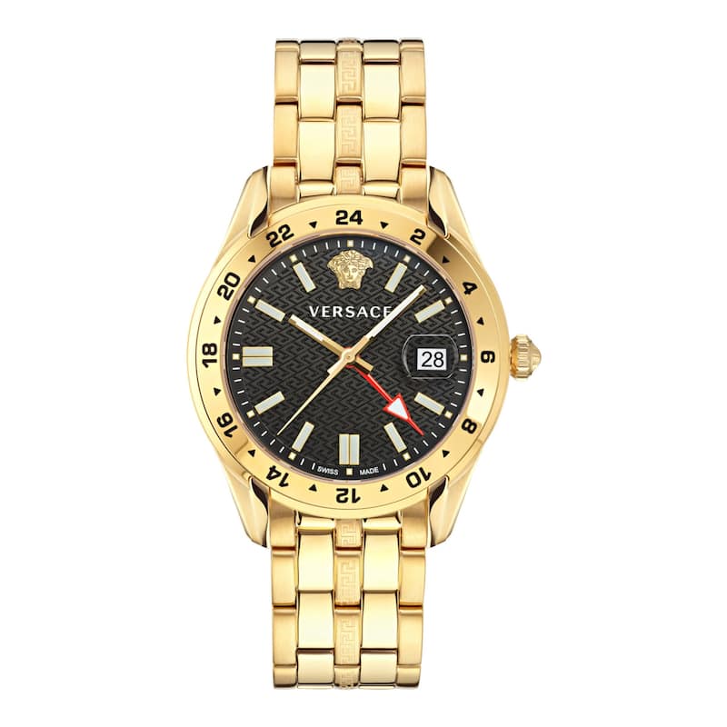 Versace Greca Time GMT Watch - Gold