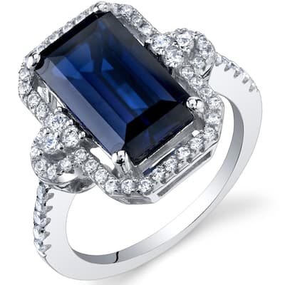 Sterling Silver 4.5 ct Created Sapphire Birthstone Ring