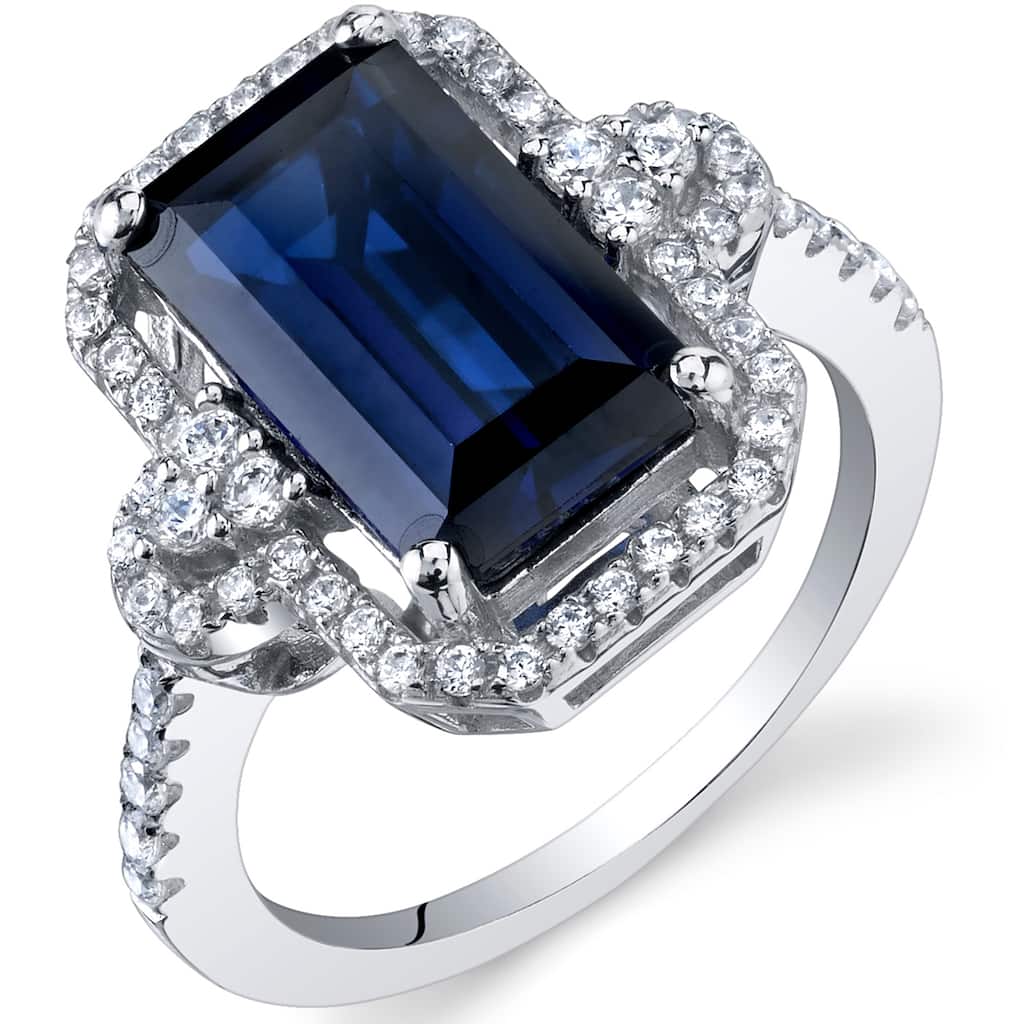 Sterling Silver 4.5 ct Created Sapphire Birthstone Ring
