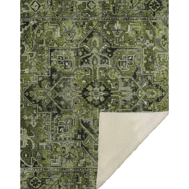Premium Machine Washable Traditional Persian Sherpa Throw Blanket