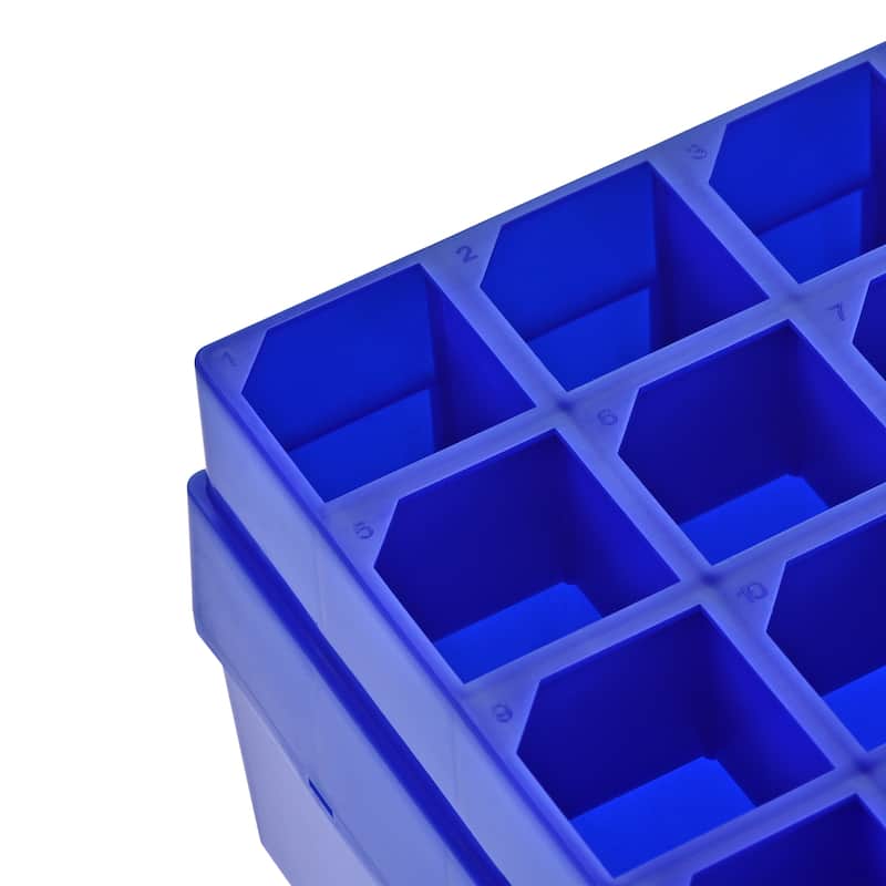 Centrifuge Tube Freezer Storage Box 16-Well PP Holder for 50ml Tubes - Dark Blue,Clear - 5.71x5.71x4.96"(L*W*H)