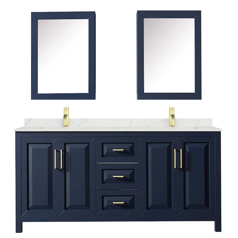 Daria 72-inch Double Vanity, Single Hole Quartz Top, Med Cabinets