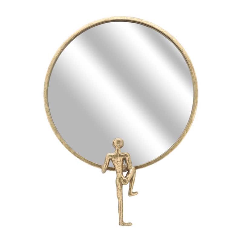 Round Framed Wall Mounted Mirror - 24" - Gold
