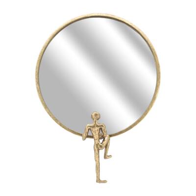 Round Framed Wall Mounted Mirror - 24" - Gold