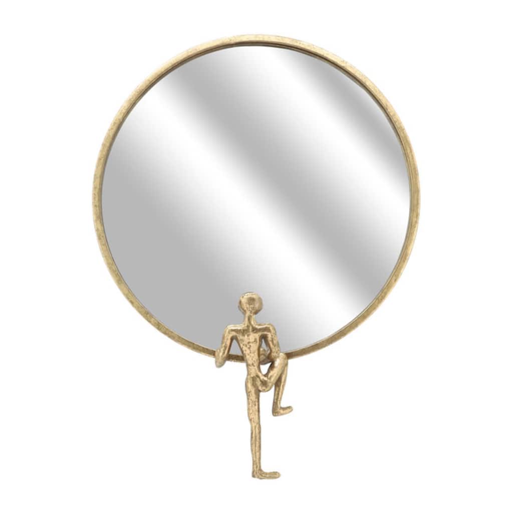 Round Framed Wall Mounted Mirror - 24" - Gold