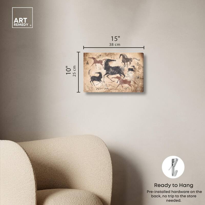 Cave Drawing Horses Canvas by Art Remedy, Gallery Wrapped