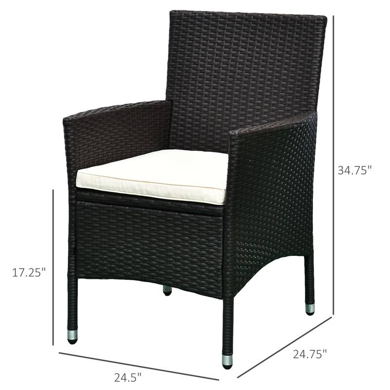 Outsunny 2 Piece Dark Coffee Rattan Chairs, Outdoor Chairs Set of 2 - N/A