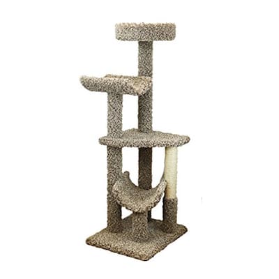 Multi-Level Large Cat Gym with Hammock Perches and Carpeted Scratching Posts for Playful Cats
