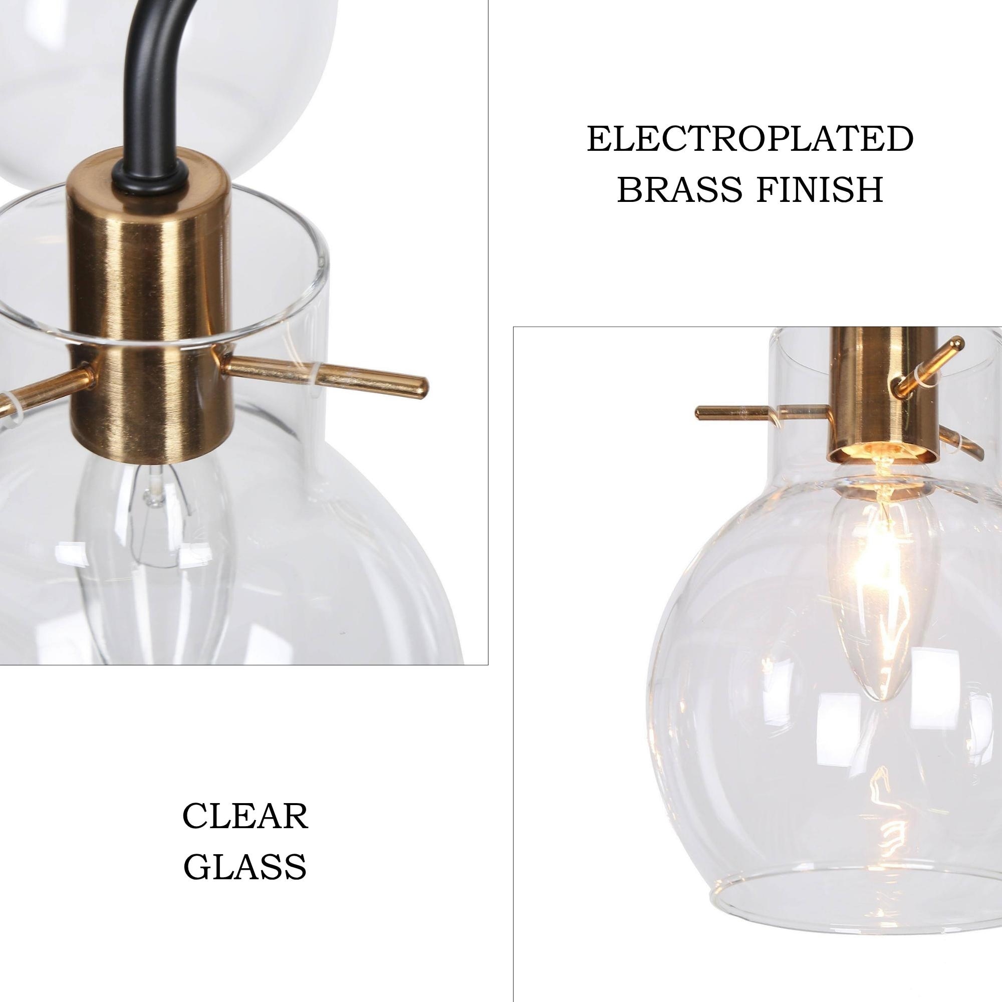 Isha Modern 6-Light Black Gold Linear Chandelier Glass Pendant