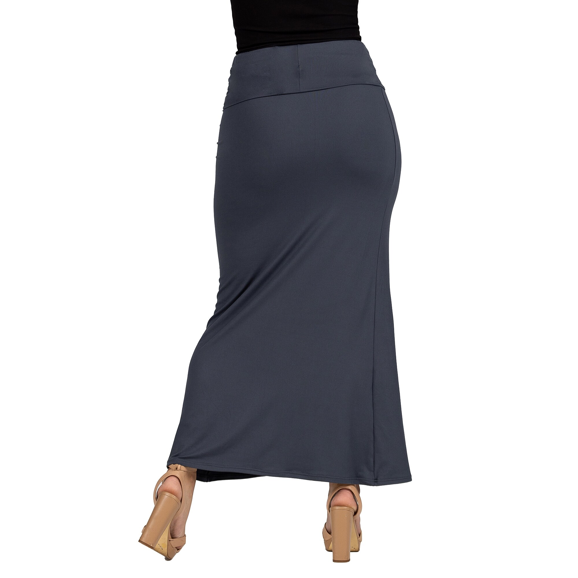 24seven Comfort Apparel Womens Comfortable Foldover Maxi Skirt